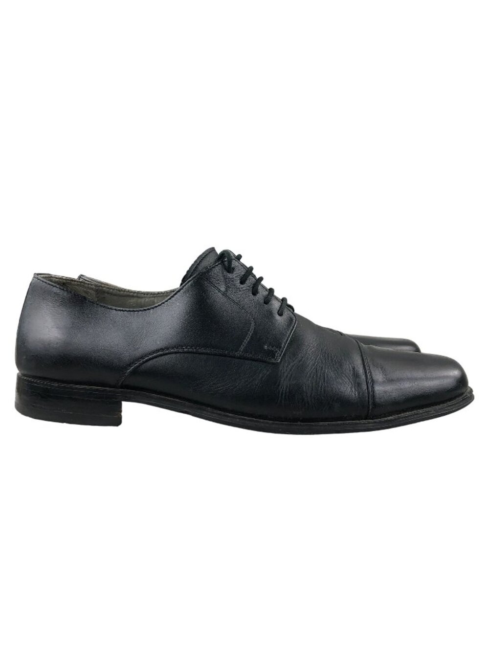 Ferrani Handmade Men's EU 44 Black Leather Cap Toe Lace-Up Oxfords Dress Shoes